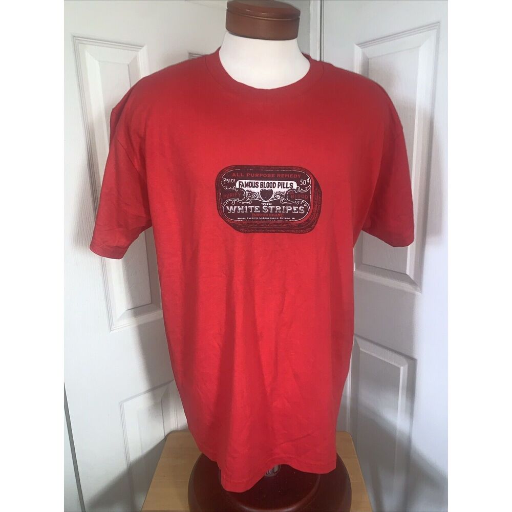 THE WHITE STRIPES (band) T-Shirt - Famous Blood Pills -  Size XL - Red